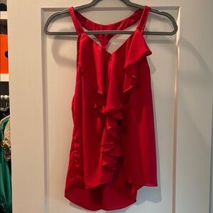 Charlotte Russe Red Asymmetrical Ruffled Blouse